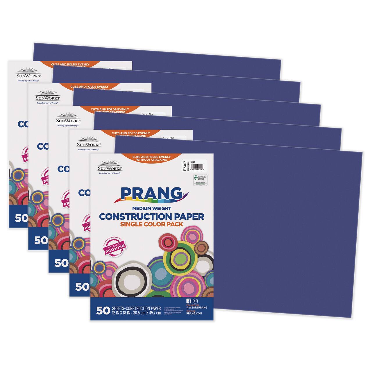 Prang® 12" x 18" Construction Paper, 5 Packs of 50 Sheets
